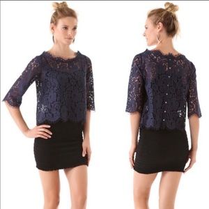 -Joie- blue “Elvia lace top”
